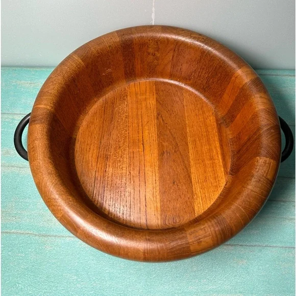 Digsmed Design Denmark Teak Wooden Salad/Serving Bowl with Iron Handles